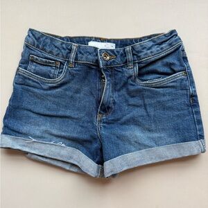 Zara Dark Blue Denim Cuffed Kids Shorts